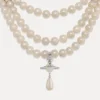 Collier ras-du-cou à trois rangs de perles