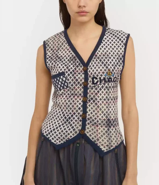 Gilet en tartan vieilli